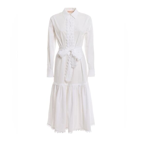 Tory Burch Scalloped Cotton Shirt Dress - Picture 4 of 9